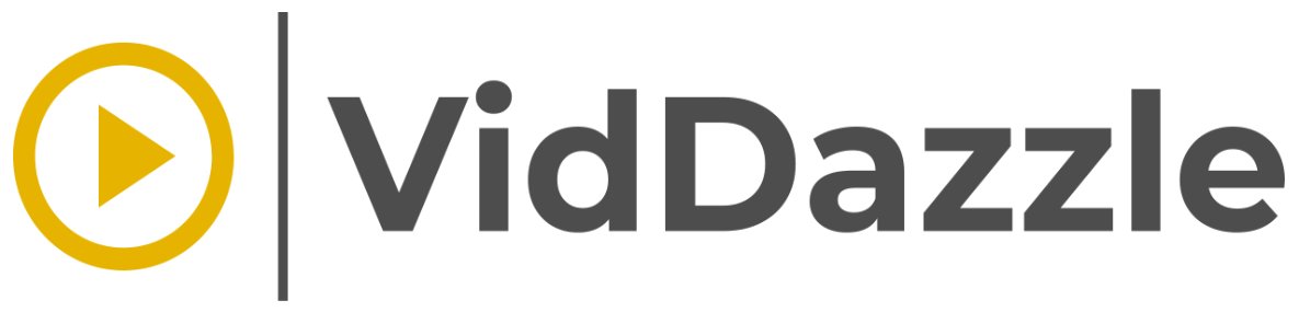 VidDazzle Agency, gold play-circle and charcoal wordmark